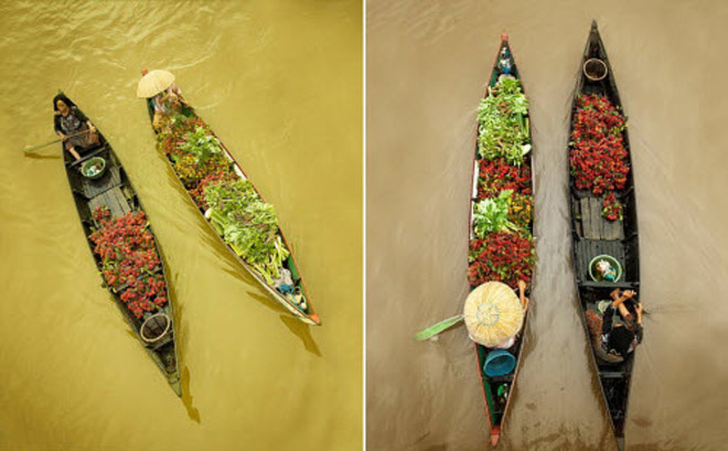 Khám phá chợ nổi trên sông ở Indonesia