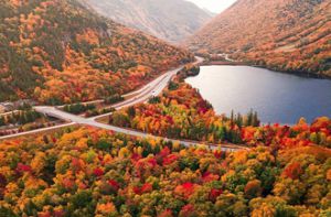 Cung đường cao tốc phủ kín rừng cây lá đỏ ở Mỹ