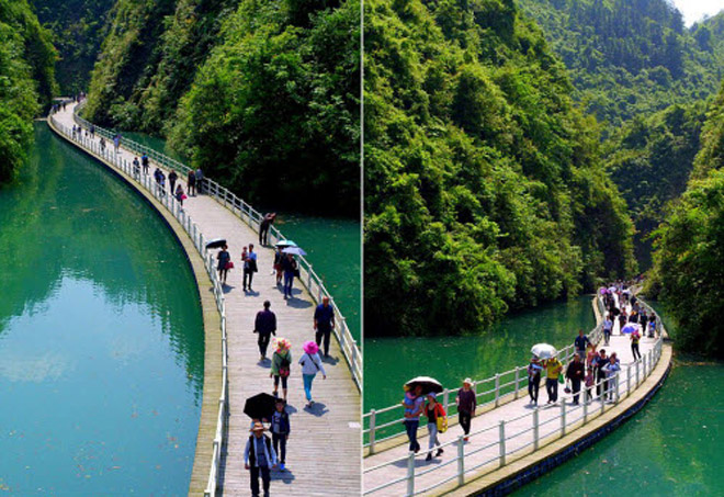 Lối đi bộ giữa sông đẹp chưa từng thấy ở TQ Lối đi bộ giữa sông đẹp chưa từng thấy ở TQ